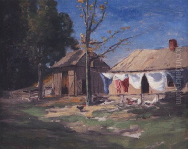 Wash Day Oil Painting by Franklin B. De Haven