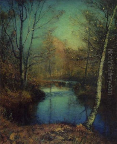 Brook In An Autumn Oil Painting by Franklin B. De Haven