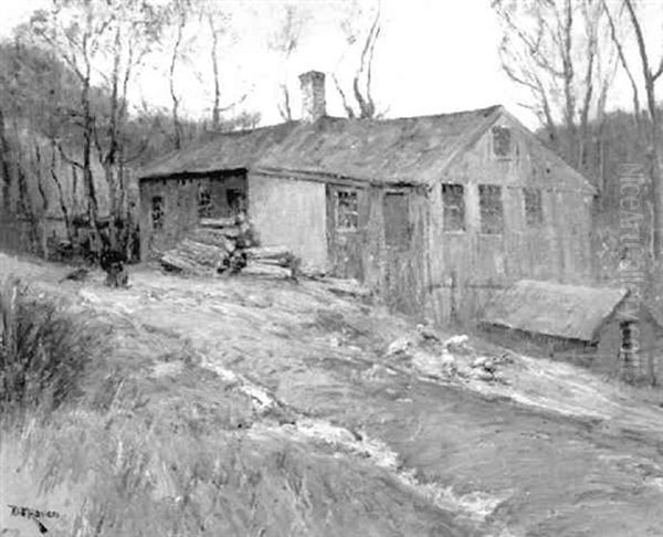 Cabin In The Woods, Winter Oil Painting by Franklin B. De Haven