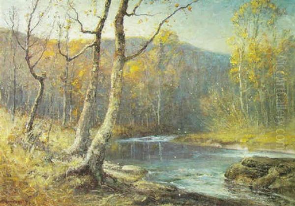 River Through The Forest Oil Painting by Franklin B. De Haven