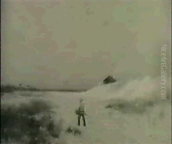 Afternoon Clearing/view Of A Figure Among Dunes Oil Painting by Franklin B. De Haven