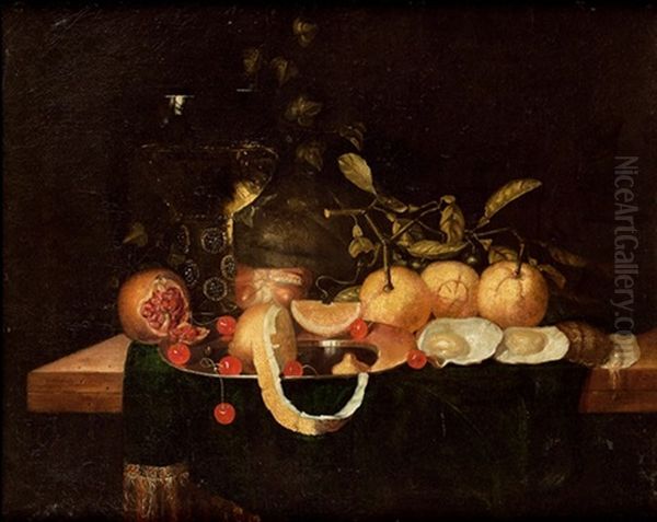 Stillleben Mit Orangen, Kirschen, Granatapfel Und Einem Weinglas Oil Painting by Jan Jansz de Heem the Younger