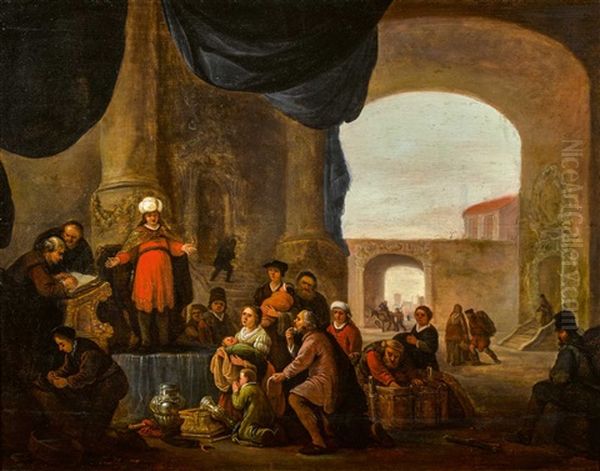 Joseph Macht Das Gesetz, Dass Ein Funftel Der Produktion Des Bodens Dem Konig Gehoren Sollte Oil Painting by Adriaen Gael de Jonge