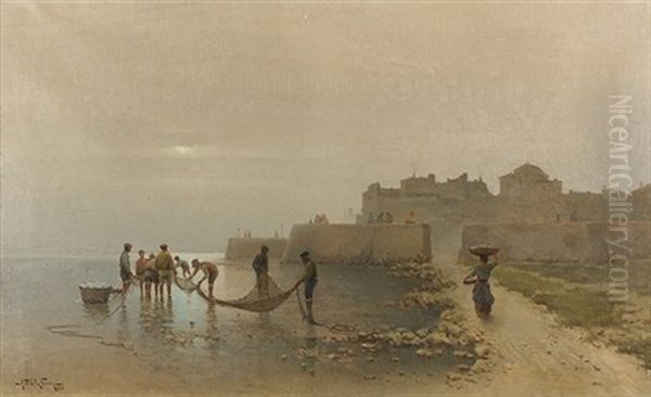 La Pesca Oil Painting by Antonio de la Torre y Lopez