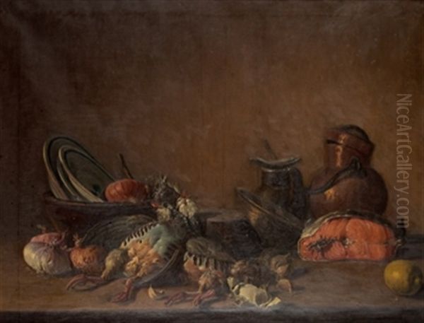 Bodegon De Cocina Oil Painting by Rafael de la Torre