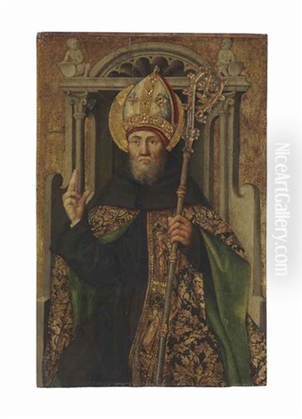 Saint Augustine Enthroned Oil Painting by Antoine de Lonhy