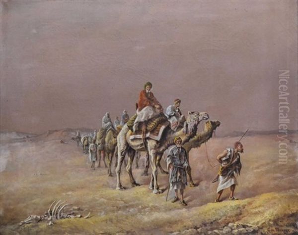 Caravane Dans Le Desert Oil Painting by Gaspard De Toursky