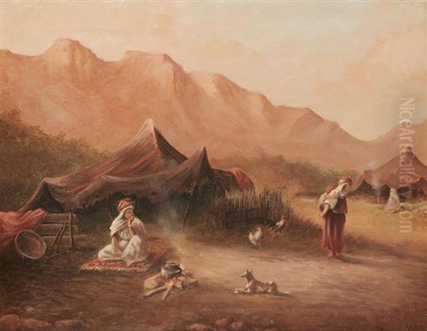 Femmes Au Campement Oil Painting by Gaspard De Toursky