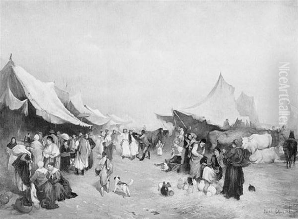 Markttag In Szolnok Oil Painting by Lajos Deak Ebner