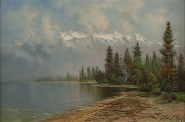 Lake Tahoe From Near The Little Truckee Oil Painting by Edwin Deakin