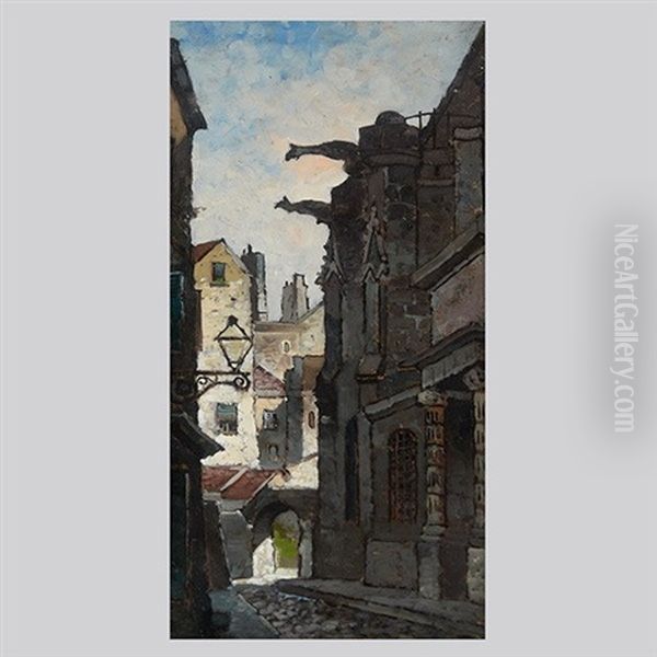 European Alley Oil Painting by Edwin Deakin