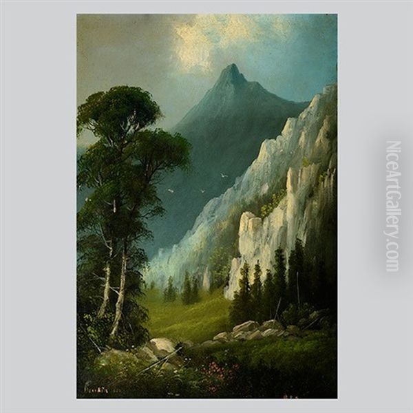 Indian Rock, Rocky Mountains Oil Painting by Edwin Deakin