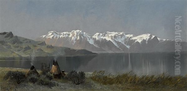 Indian Encampment Oil Painting by Edwin Deakin