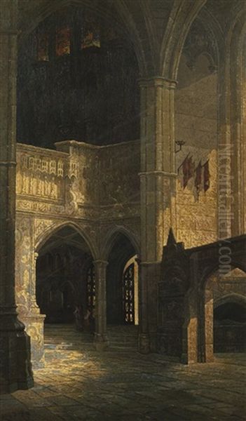 Church Interior Oil Painting by Edwin Deakin