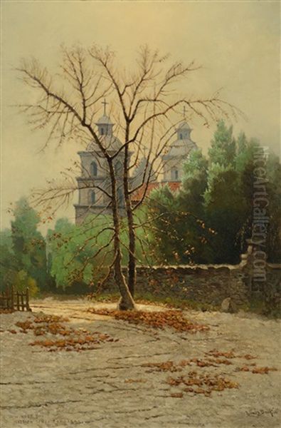 A Winter Day, Santa Barbara Mission, California Oil Painting by Edwin Deakin