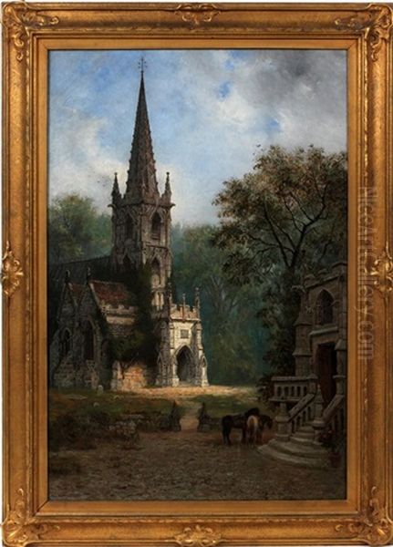 The Village Church Oil Painting by Edwin Deakin