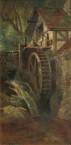 An Old Mill Near Sheffield, England Oil Painting by Edwin Deakin