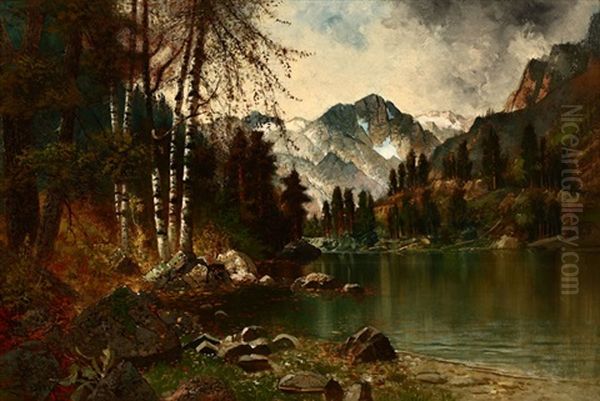 Glen Alpine From Fallen Leaf Lake, Near Lake Tahoe Oil Painting by Edwin Deakin