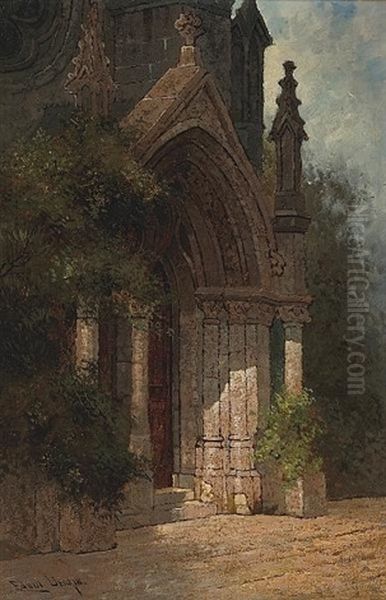 Side Door To A Gothic Cathedral Oil Painting by Edwin Deakin