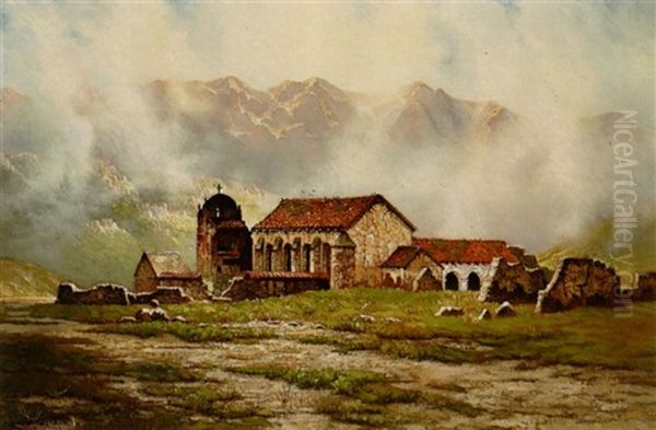 The Santa Ines Mission Oil Painting by Edwin Deakin