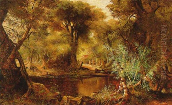 Cattle In A Stream Oil Painting by Edwin Deakin