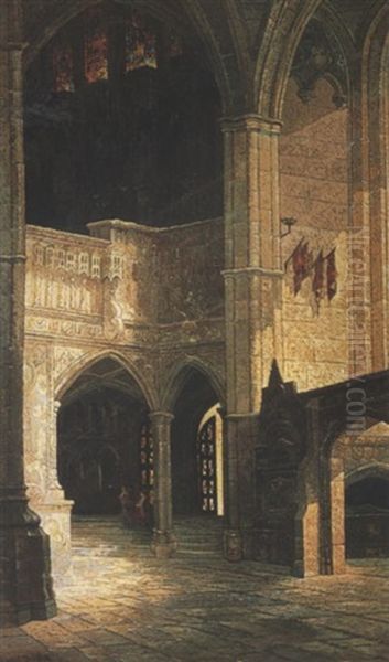 Church Interior Oil Painting by Edwin Deakin