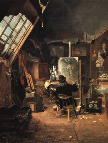 Samuel Marsden Brookes Painting In His Studio Oil Painting by Edwin Deakin