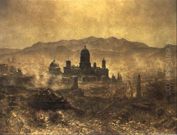 San Francisco After The 1906 Earthquake Oil Painting by Edwin Deakin