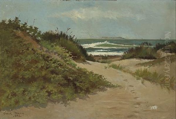 A Path Through Coastal Dunes (ocean Beach, San Francisco?) Oil Painting by Oscar Deakin