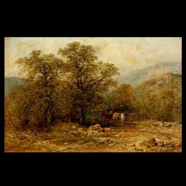 Herding Cattle Oil Painting by Peter Deakin