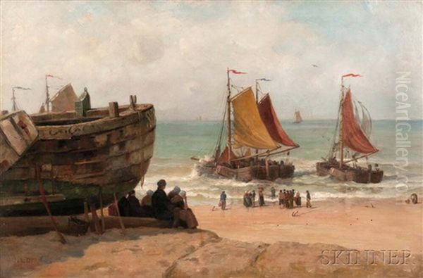 A Summer Day On The Dutch Shore Oil Painting by Walter Lofthouse Dean