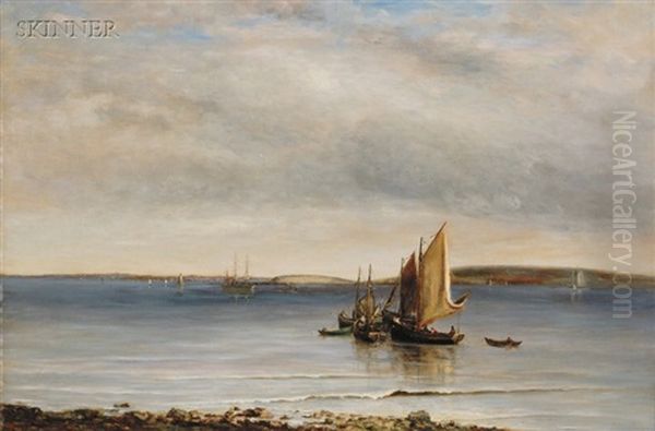 Trawlers, Boston Fishing Boats Of The Great Brewster Oil Painting by Walter Lofthouse Dean