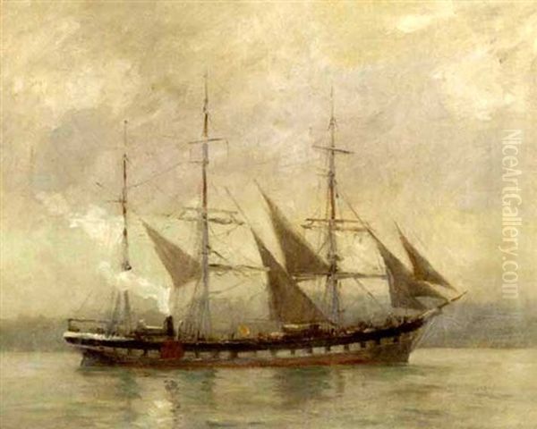 Coming Into Shore With Tugboat Oil Painting by Walter Lofthouse Dean