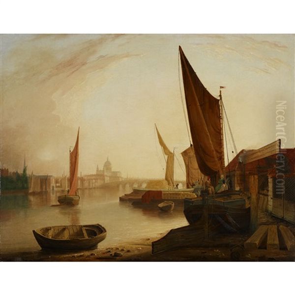 View Of Saint Paul's And Thames Oil Painting by Charles Deane