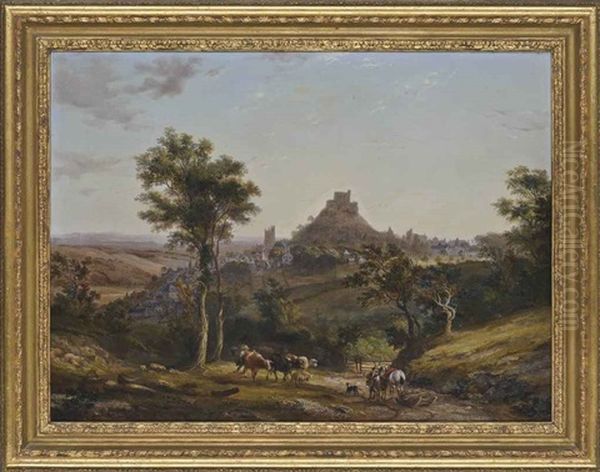 View Of Launceston Castle, Cornwall Oil Painting by John Dearman