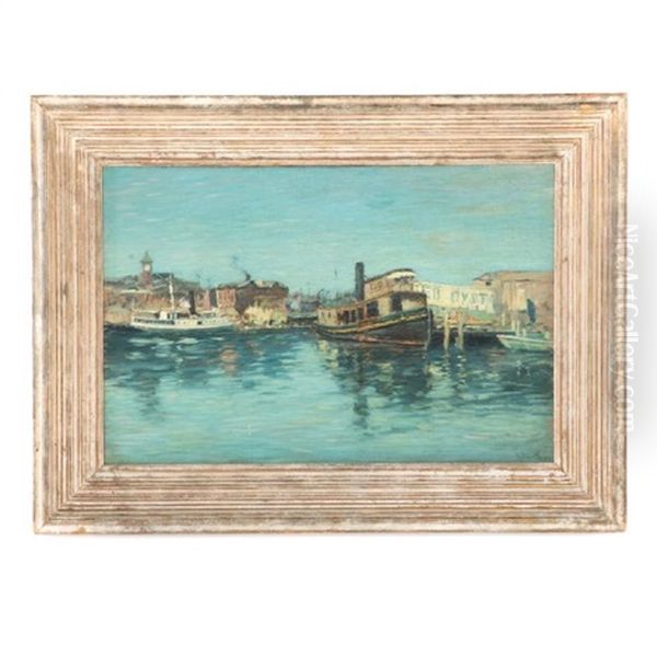 Boats In Harbor Oil Painting by Henry Golden Dearth