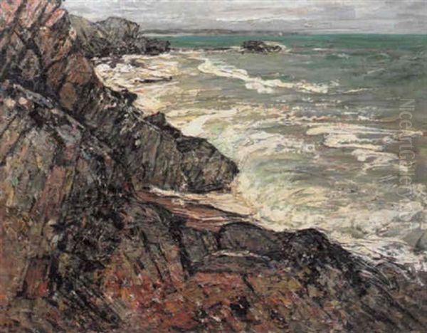 Storm On The Brittany Coast Oil Painting by Henry Golden Dearth