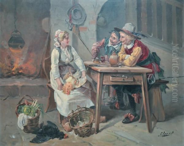 Scene Galante A La Cuisine Oil Painting by Georges Appert