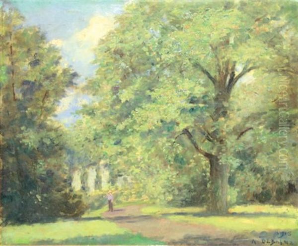 Jardinier Dans Un Parc Oil Painting by Alphonse Debaene