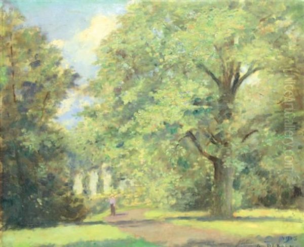 Jardinier Dans Un Parc Oil Painting by Alphonse Debaene