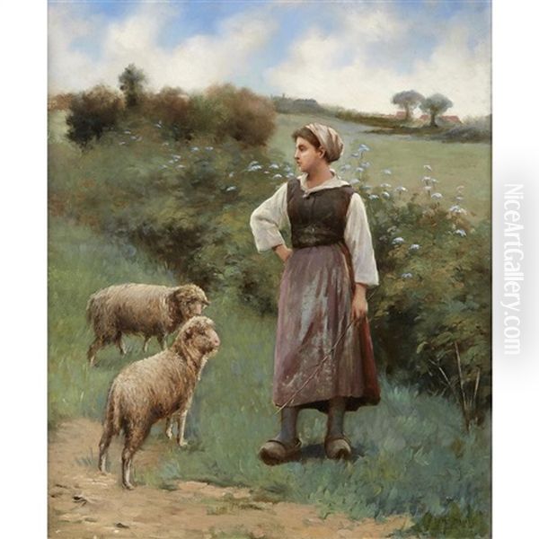 The Shepherdess Oil Painting by Edouard Bernard Debat-Ponsan