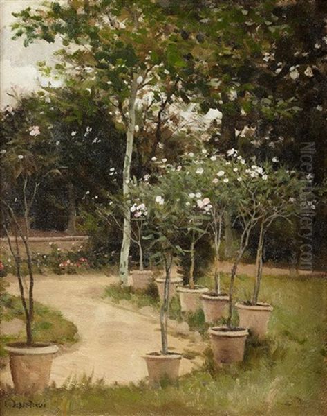 Le Jardin Du Peintre Oil Painting by Edouard Bernard Debat-Ponsan