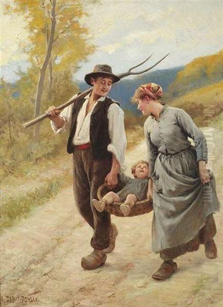 Bauernfamilie Auf Wanderschaft Oil Painting by Edouard Bernard Debat-Ponsan