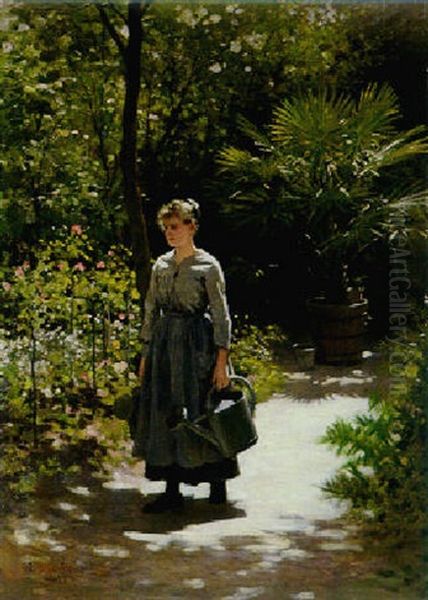 The Young Gardener Oil Painting by Edouard Bernard Debat-Ponsan