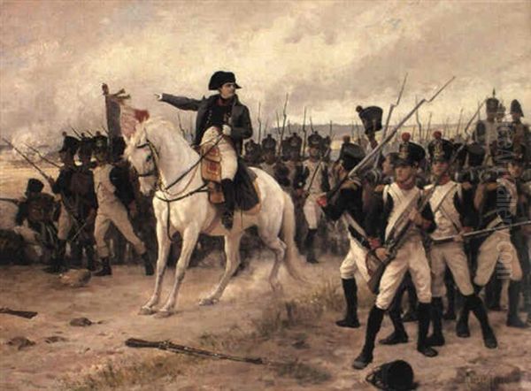 Napoleon At The Battle Of Friedland Oil Painting by Edouard Bernard Debat-Ponsan