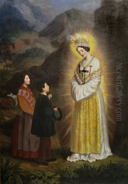 L'apparition A La Salette De La Sainte Vierge A Maximim Giraud Et Melanie Calvat, Le 19 Septembre Oil Painting by Alexandre Debelle