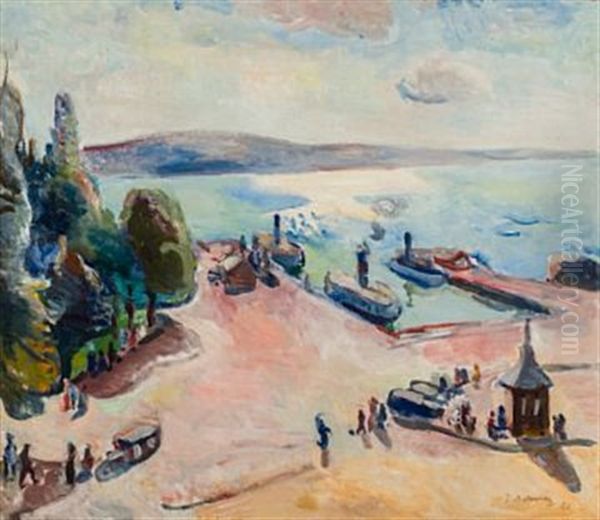 Fra Radhuskaien I Oslo Oil Painting by Per Deberitz