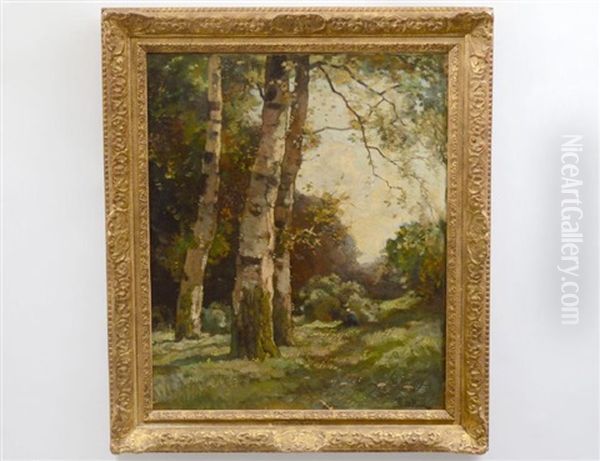 Forest Landscape Oil Painting by Theophile DeBock