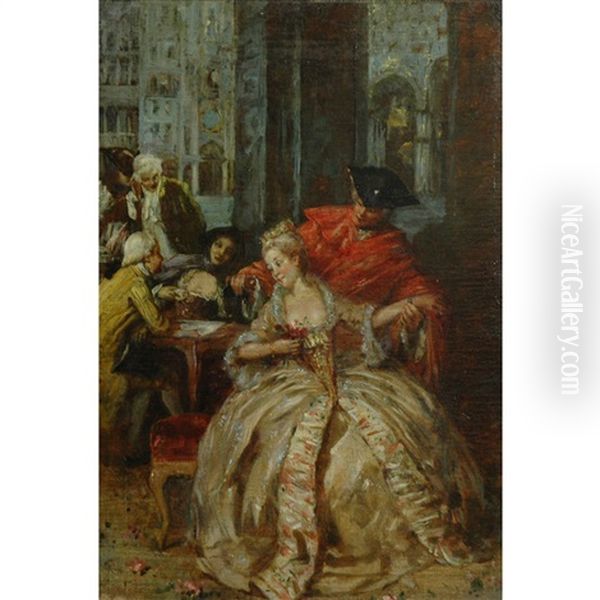 A Request Oil Painting by Francois-Hippolyte Debon