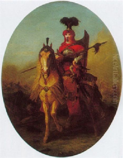 Janissaire Turc Oil Painting by Francois-Hippolyte Debon